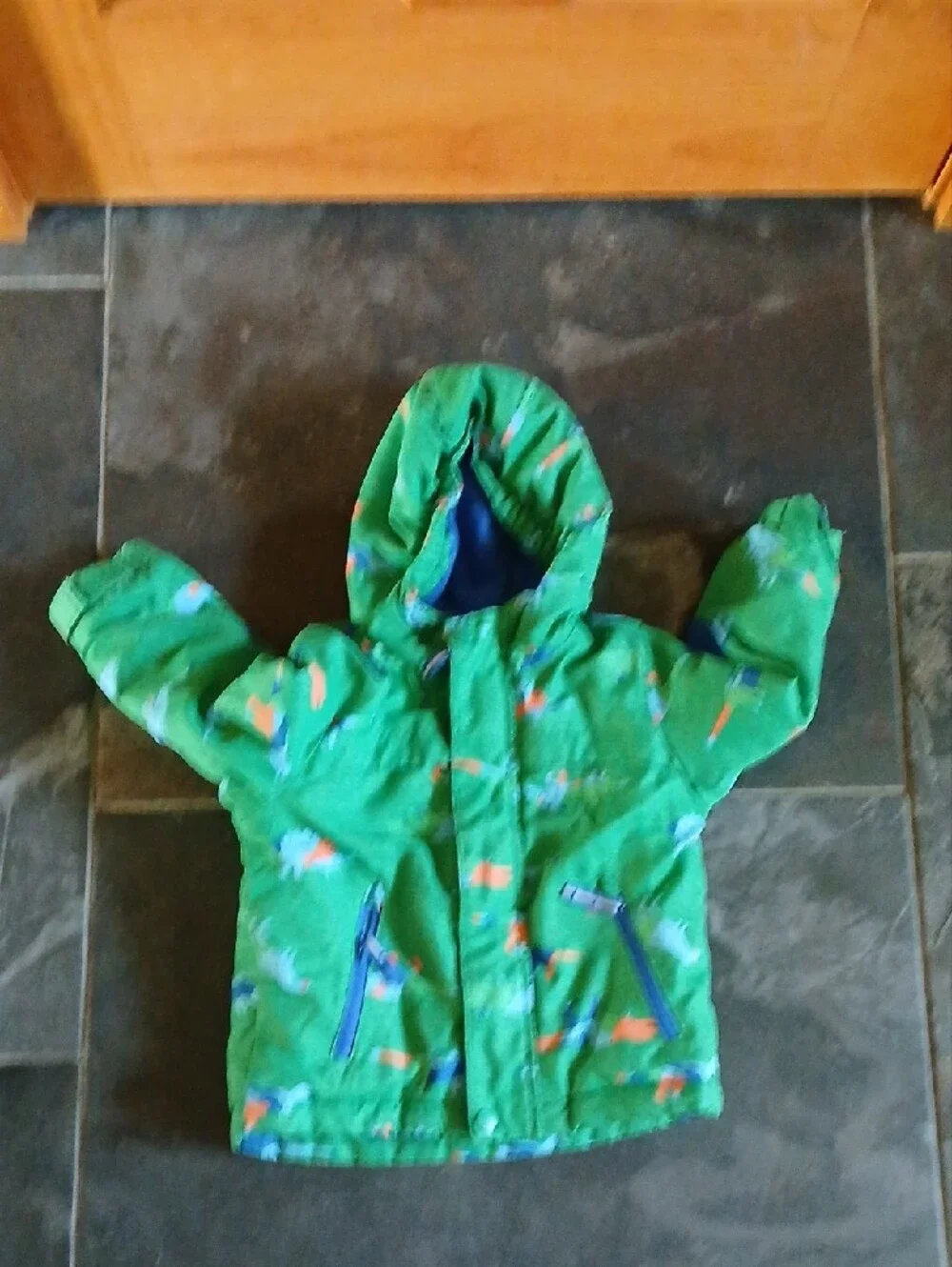 Cat & Jack Green Dino Print Puffer Jacket with Hood